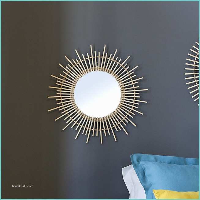 Alinea Paravent Miroir Miroir soleil En Bambou D60cm Emma Décoration