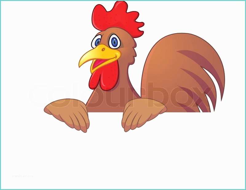 Amnagement Placard Pzenas Chicken Cartoon with Blank Sign Stock Vector
