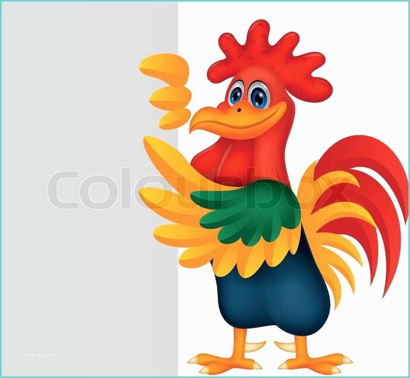 Amnagement Placard Pzenas Cute Rooster Cartoon and Blank Sign Stock Vector