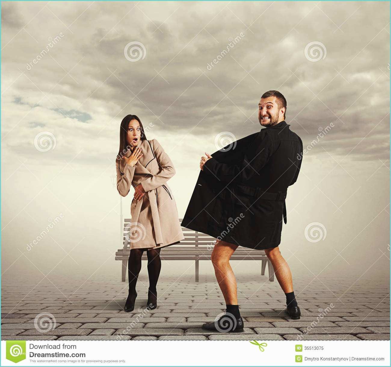 Amnagement Placard Pzenas Young Woman Looking at Crazy Man In Coat Royalty Free