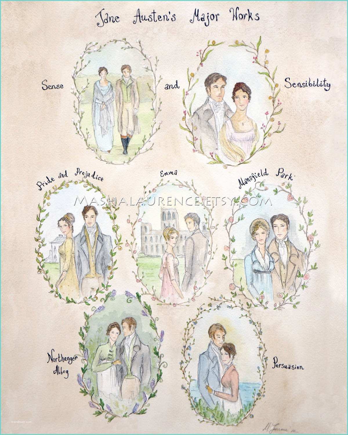 And Major Works the Major Works Of Jane Austen 11x14 Art Print Pride and