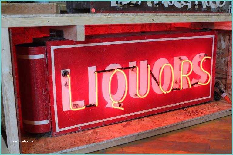 Art Deco Neon Sign Art Deco Double Sided Liquors Neon Sign for Sale at 1stdibs