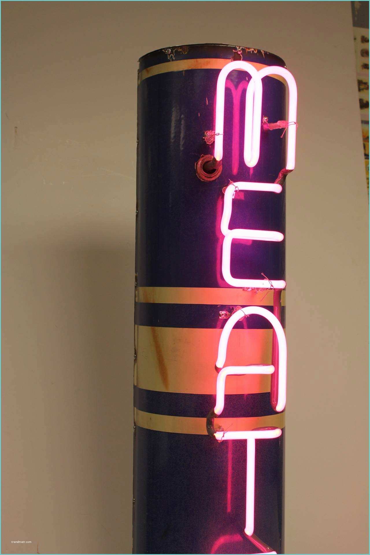 Art Deco Neon Sign Art Deco Pink Neon Meats Sign at 1stdibs