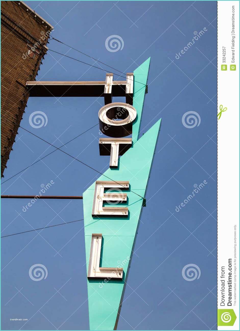 Art Deco Neon Sign Old Vintage Hotel Sign Stock Image Image Of Historic