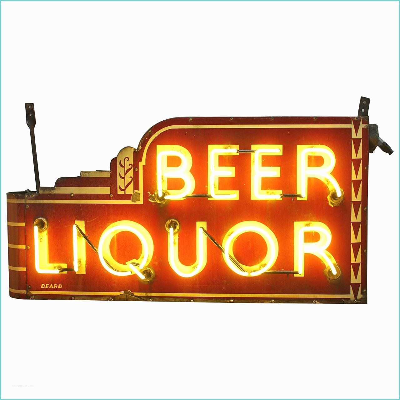 Art Deco Neon Sign Rare Art Deco Double Sided Yellow Neon Sign " Beer Liquor