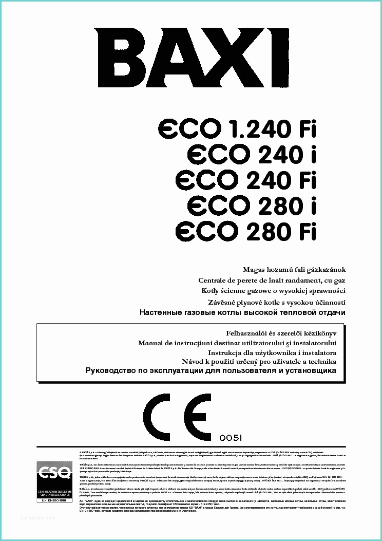Baxi Eco3 Compact Manual Caldaia Baxi Luna 3 fort 240 Fi Camera Stagna