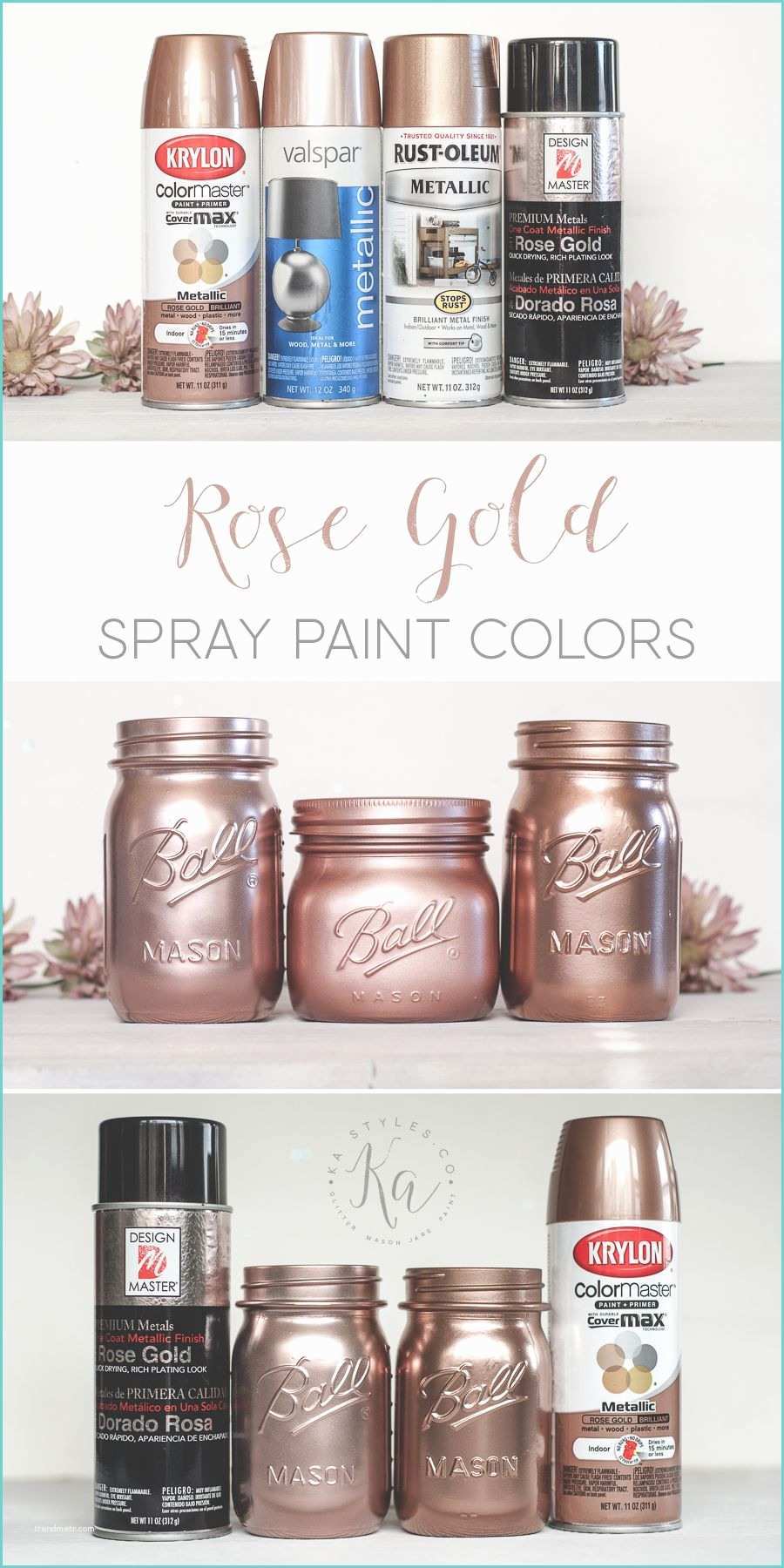 Bombe De Peinture Rose Gold Rose Gold Spray Paint Painted Mason Jars