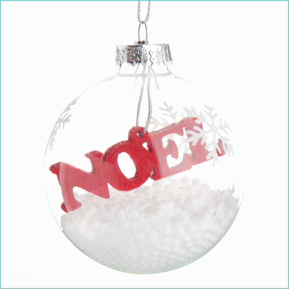 Boule A Neige Moderne Boule De Noël En Verre Rouge Blanche 7 Cm Flocon De Neige