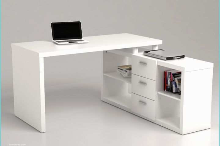 Bureau assis Debout Conforama Bureau D Angle Aldric Iii 3 Tiroirs & 2 étagères Blanc