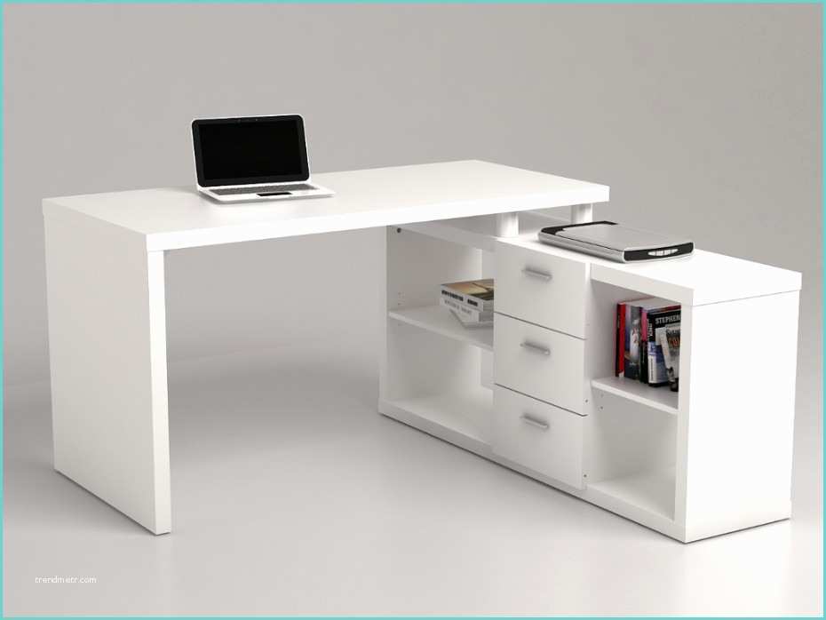 Bureau Blanc Ikea Bureau D Angle Aldric Iii 3 Tiroirs & 2 étagères Blanc