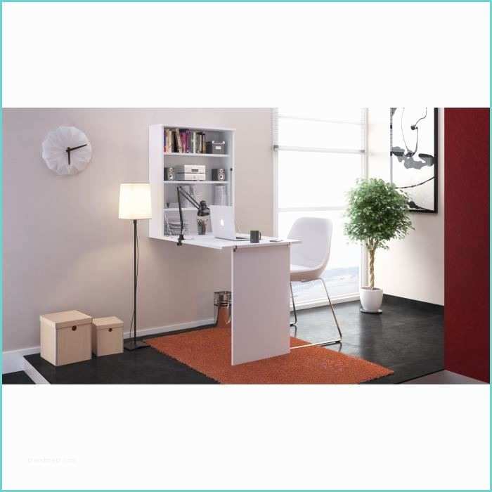 Bureau Pliable Petit Espace Small Bureau Rabattable Contemporain Blanc L 150 Cm