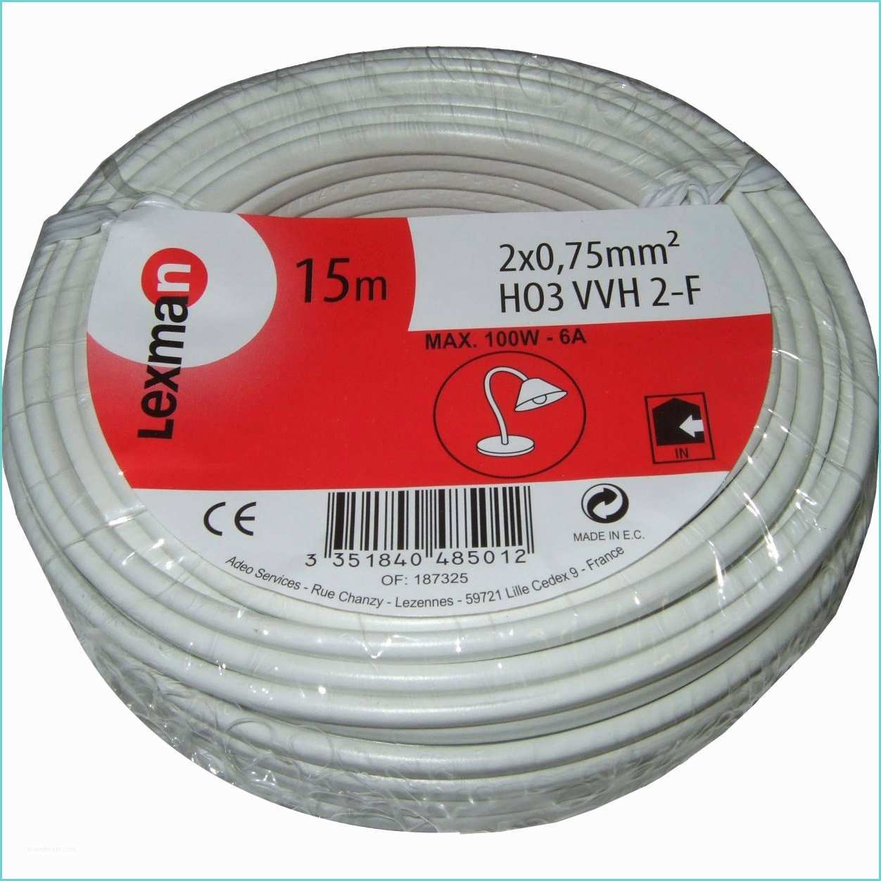 Cable Electrique Tissu Leroy Merlin Fil électrique Blanc 0 75 Mm² L 15 M