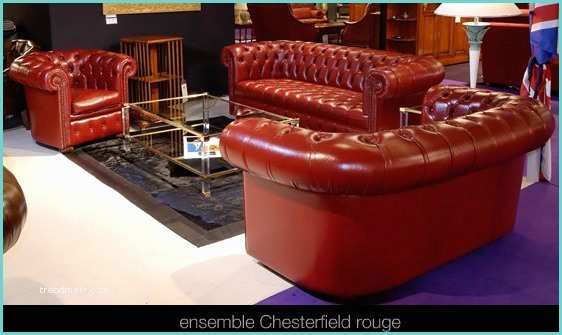 Canap Chesterfield Cuir Rouge Salon Chesterfield En Cuir De Buffle Coloris Rouge