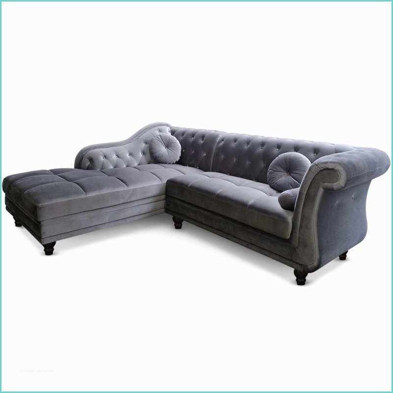 Canap Chesterfield En Velours Canapé Chesterfield Velours "brighton" 240cm Argent Angle