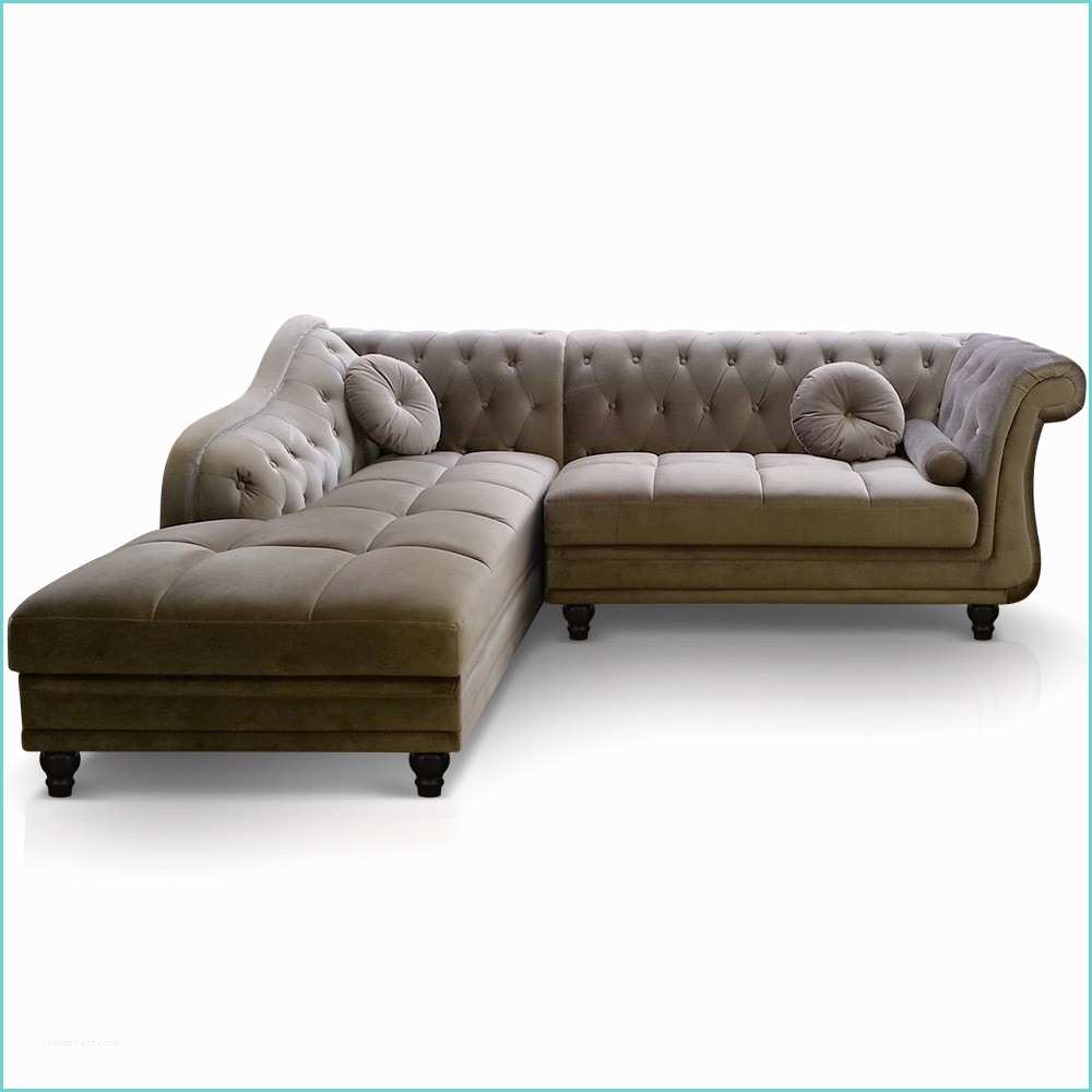 Canap Chesterfield Velours Beige Canapé D Angle Gauche Empire Velours Taupe Style