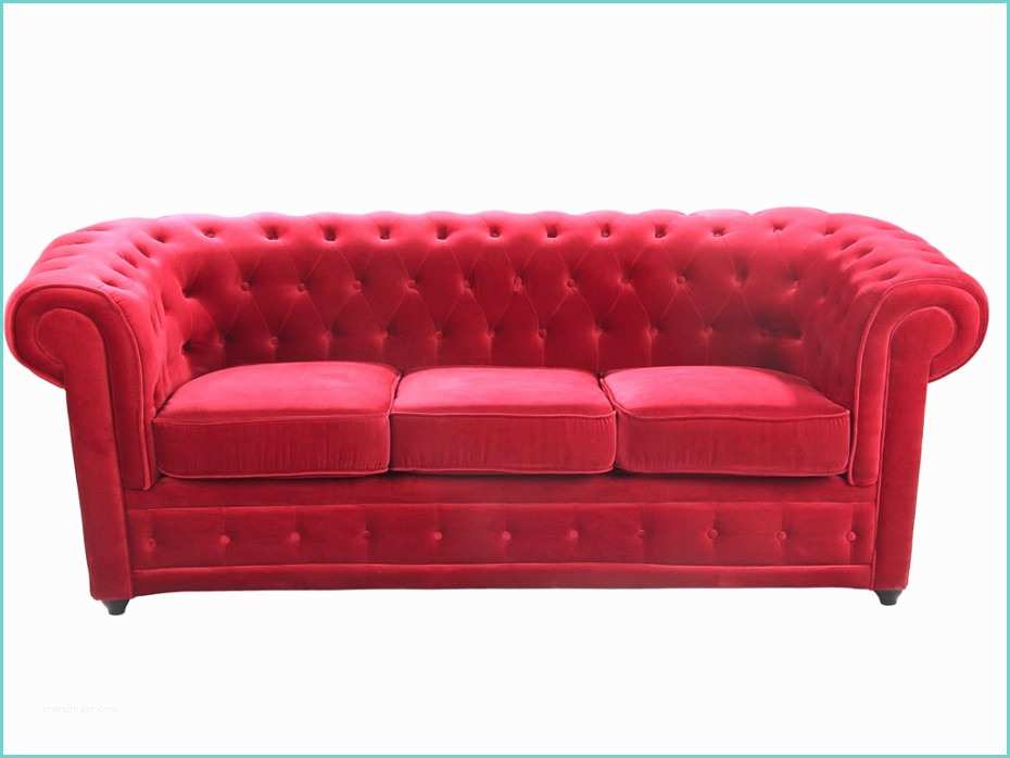 Canap Chesterfield Velours Rouge Canapé 3 Places En Velours Rouge Chesterfield