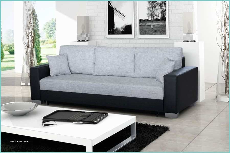 Canape Convertible Design Et Confortable Canapé Convertible 3 Places Mike Gris Blanc Noir Gris
