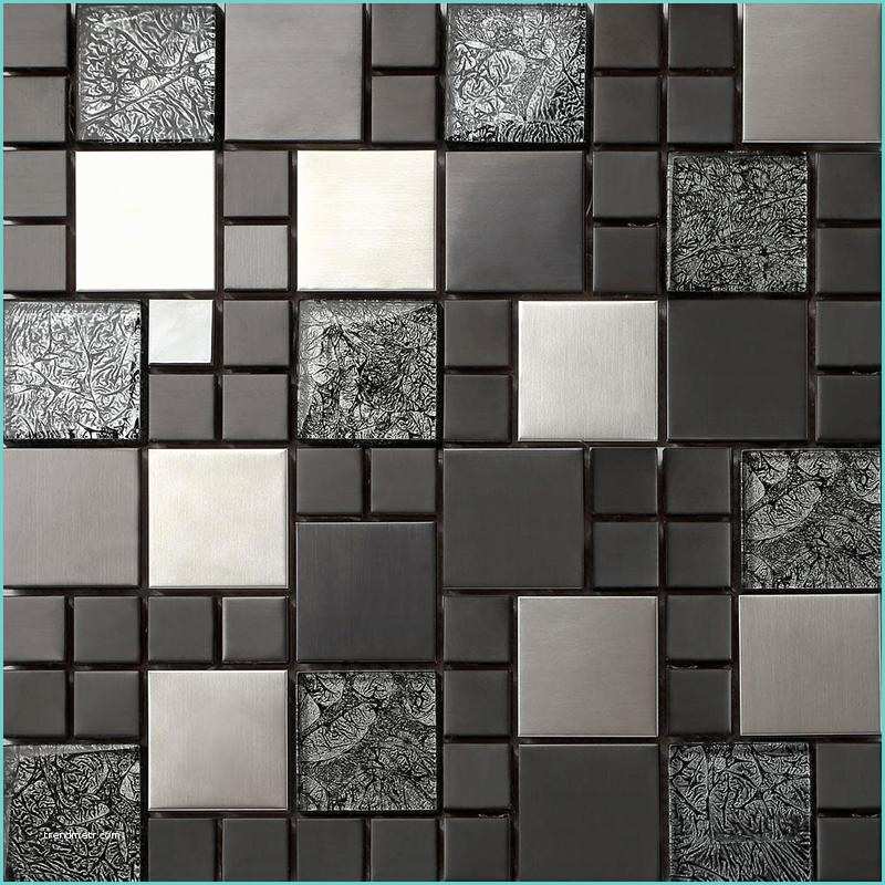 Carrelage Adhesif Mosaique Carrelage Mosaïque En Verre Et Acier Inoxydable Noir