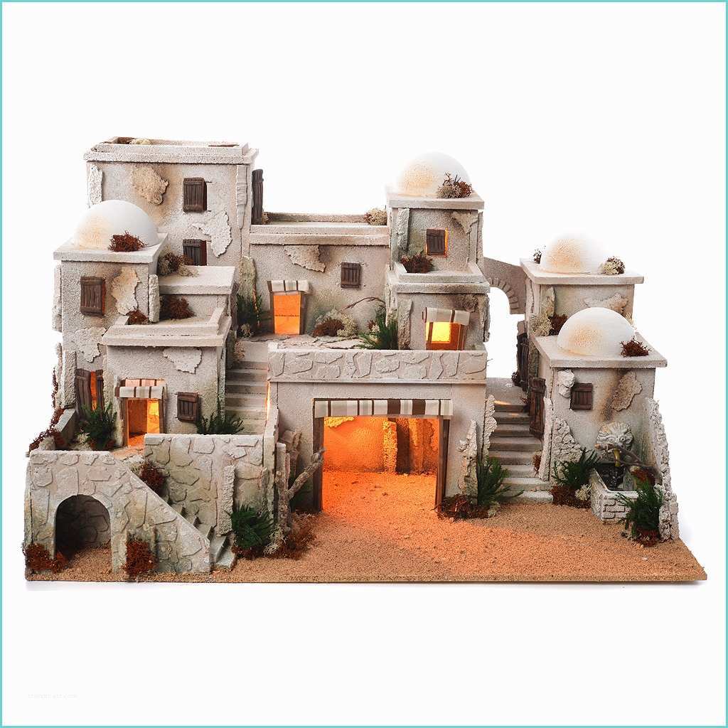 Casette Presepe Da Ritagliare Pueblo árabe Pleto Con Cabaña 42x70x50 Cm