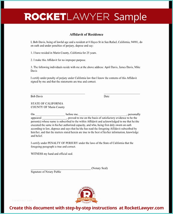Certificate Of Residency Sample Affidavit Of Residence form Residency Affidavit Sample
