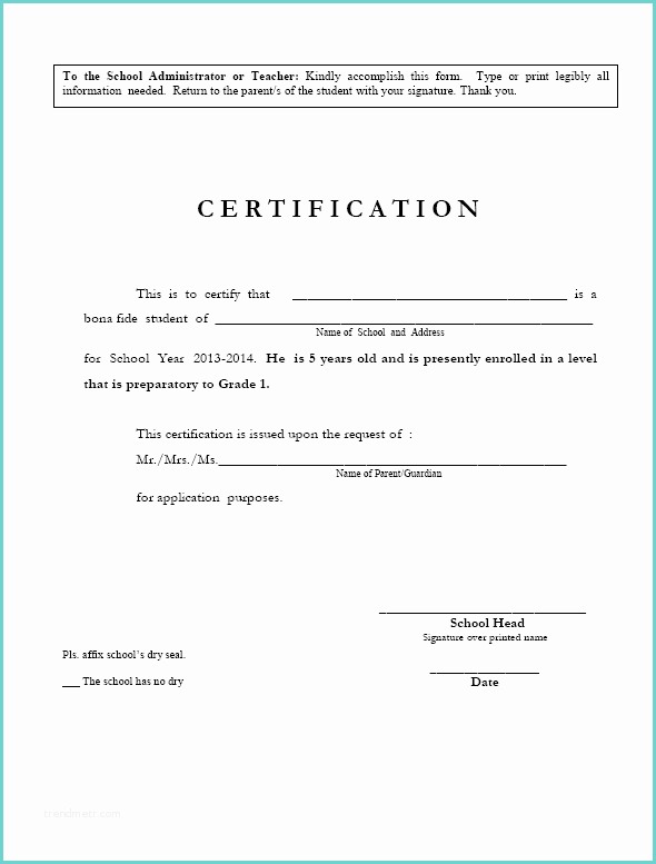Certificate Of Residency Sample Certificate Of Enrollment