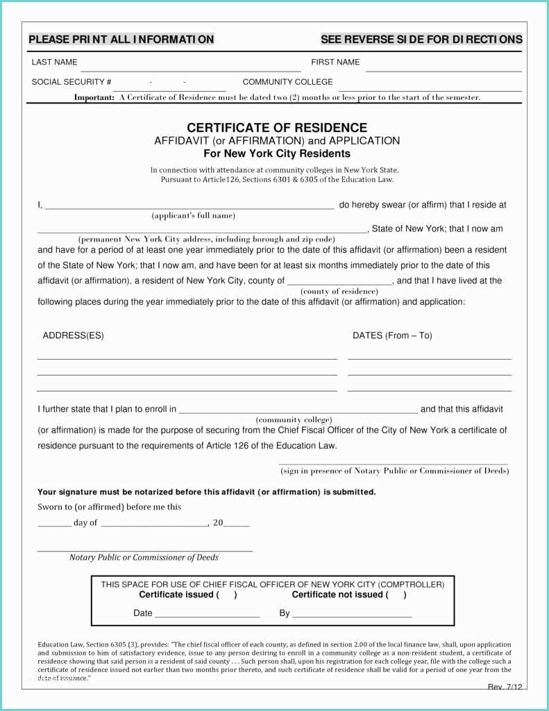 Certificate Of Residency Sample Certificate Residence Sample