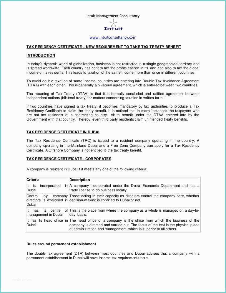 Certificate Of Residency Sample Dubai Tax Residency Certificate