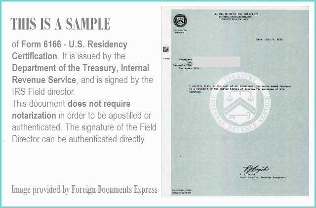 Certificate Of Residency Sample Irs Apostille