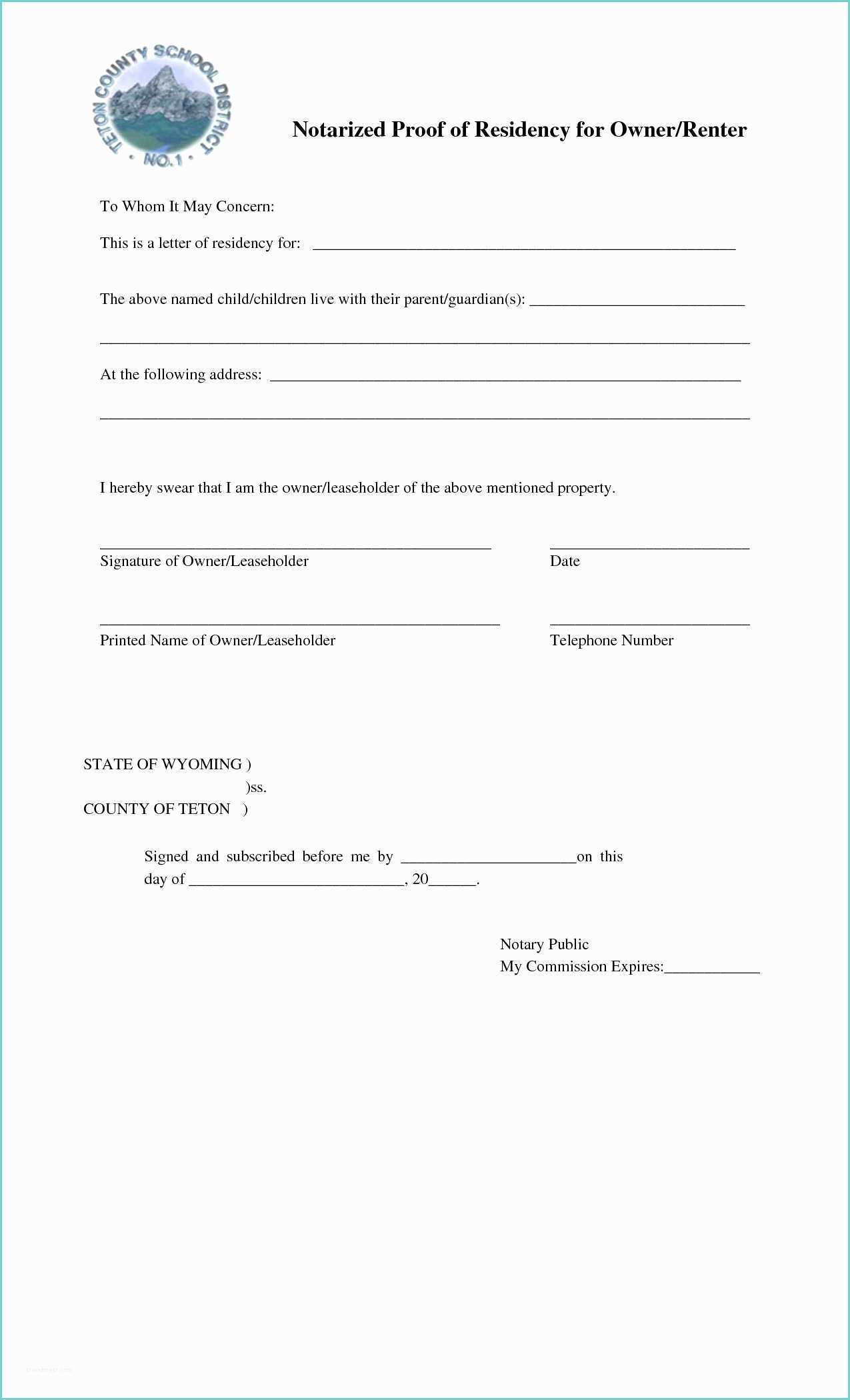 Certificate Of Residency Sample Proof Address Letter From Landlord