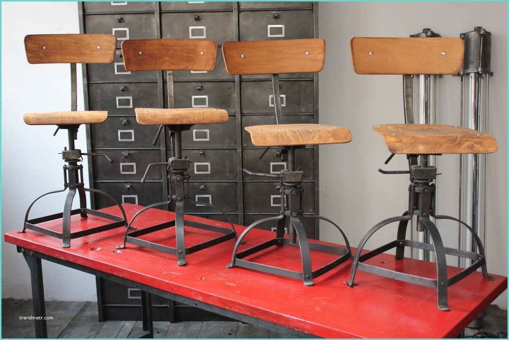 chaise atelier industrielle bienaise metal et bois