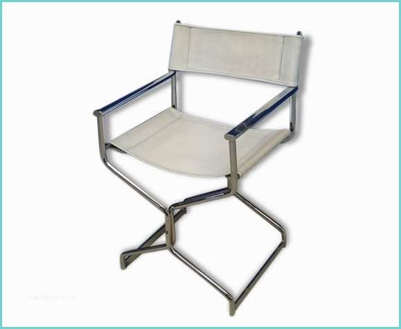 Chaise En Cuir Blanc Vendre Chaise Fauteuil Vintage Metteur En Scène Inox & Cuir Blanc