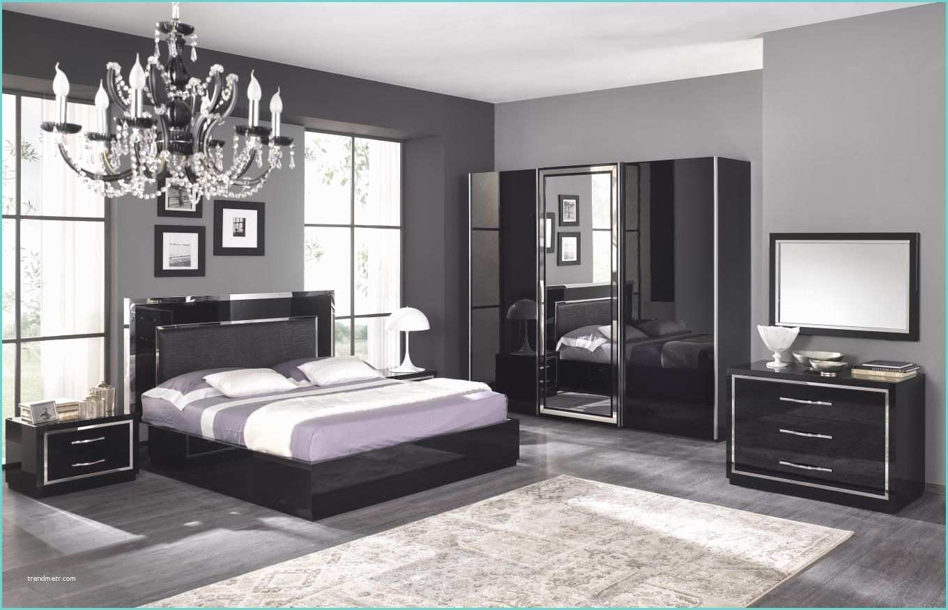 Chambre A Coucher Adulte Moderne Chambre Adulte Plète Design Stef Coloris Noir Laqué