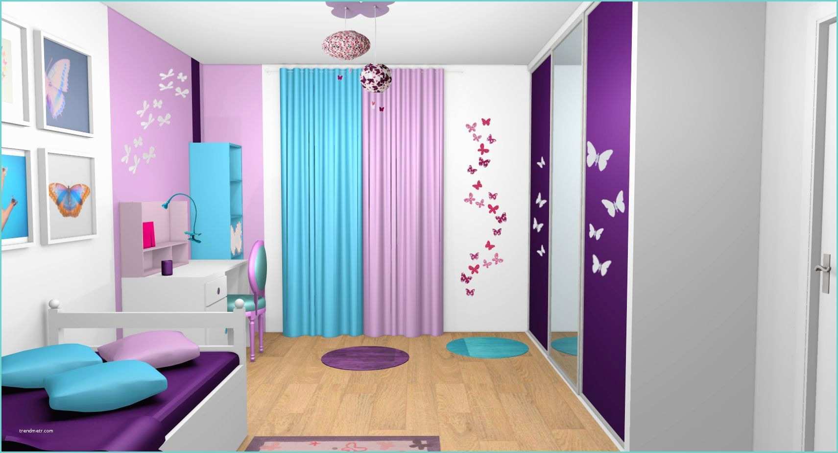 Chambre Mauve Fille Chambre Fille Violet Mauve Turquoise Papillons Bandes