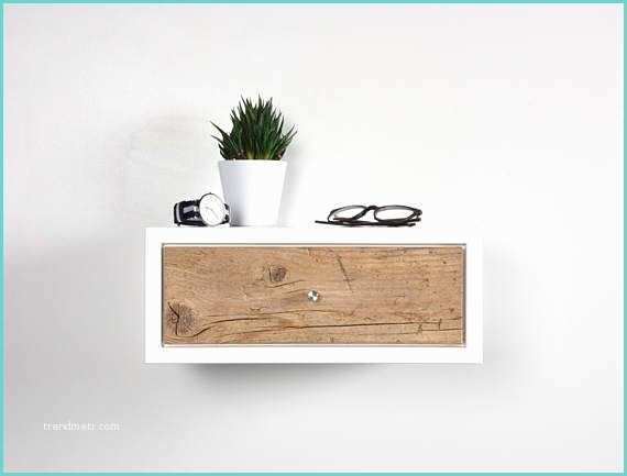 Chevet Suspendu Design White Floating Nightstand Bedside Table Drawer In solid