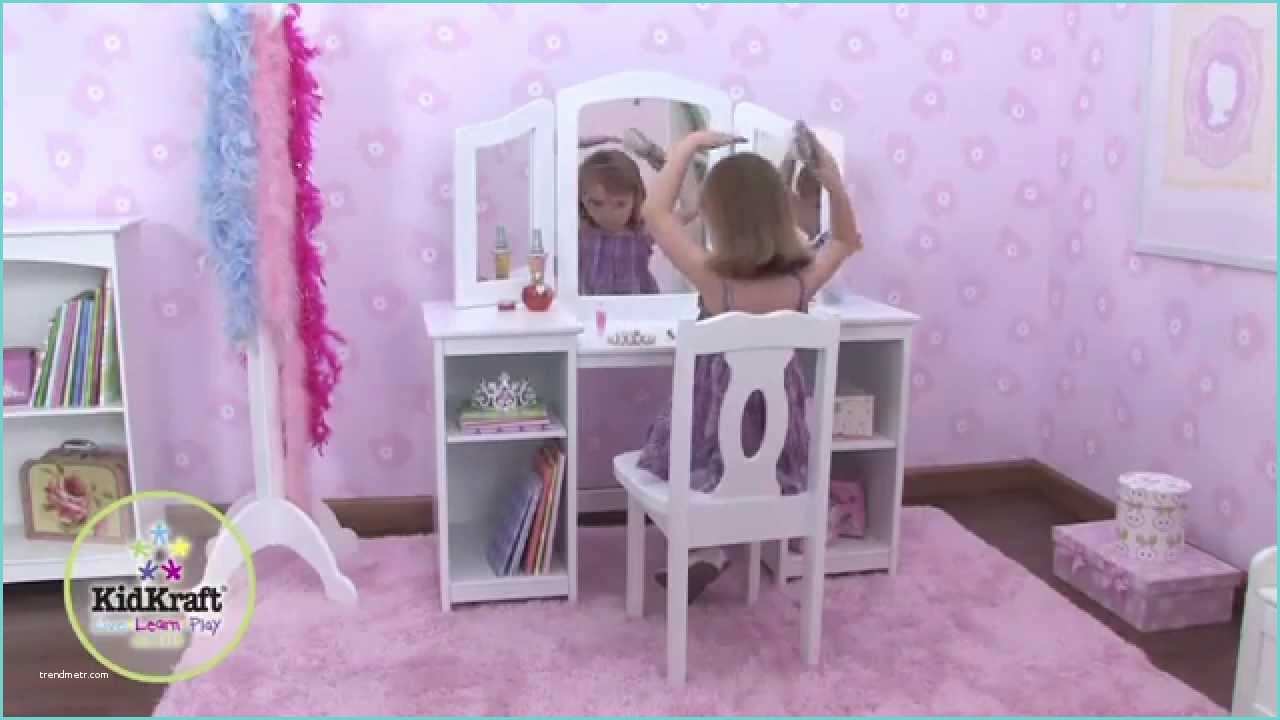 Coiffeuse Pour Chambre Ado Coiffeuse En Bois Pour Enfant Avec Chaise Et Triple Miroir