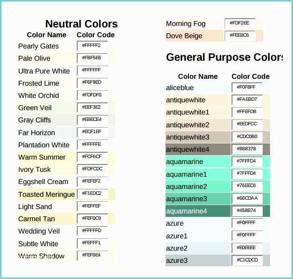 Complete HTML True Color Chart 60 Chart Templates