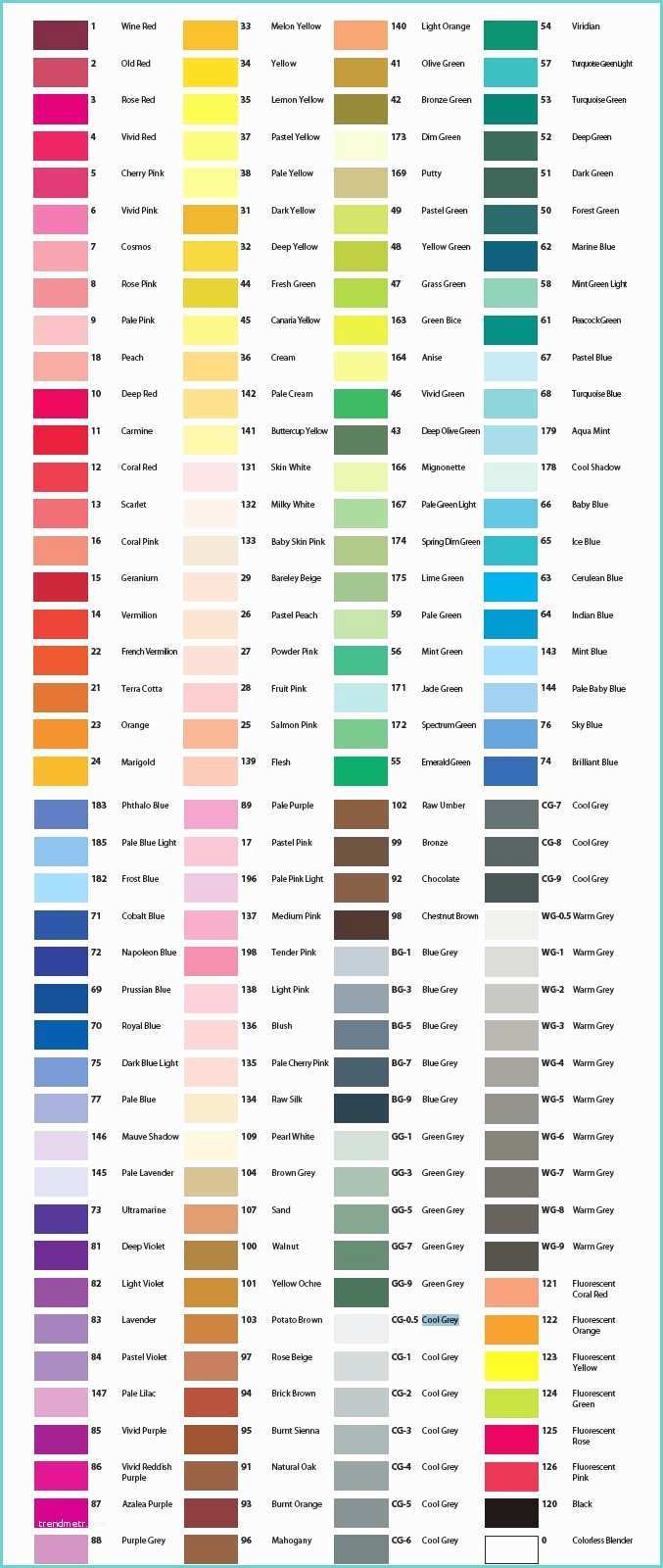 Complete HTML True Color Chart Print Copic Color Chart Plete Color Chart