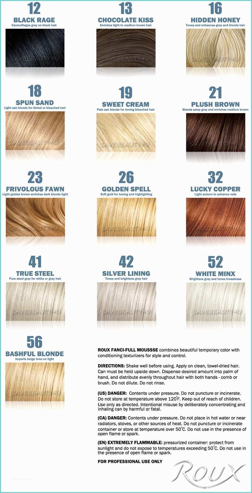 Complete HTML True Color Chart Roux Fanci Full Temporary Hair Color Rinse 13 Choc Kiss 15
