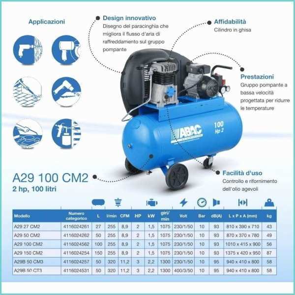 Compressore Abac 50 Litri A Cinghia Pressore Aria 50 Litri Abac Line A29 50 Cm2