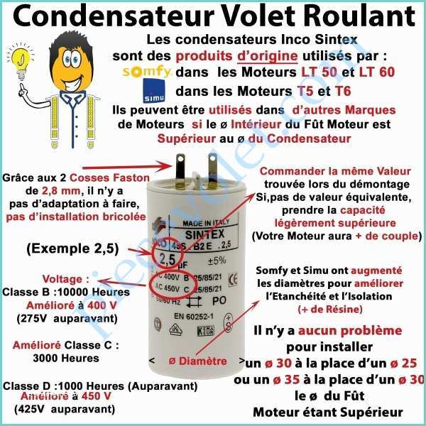 Condensateur Moteur Volet Roulant Simu Inco A Condensateur D origine Pour Moteur Tubulaire