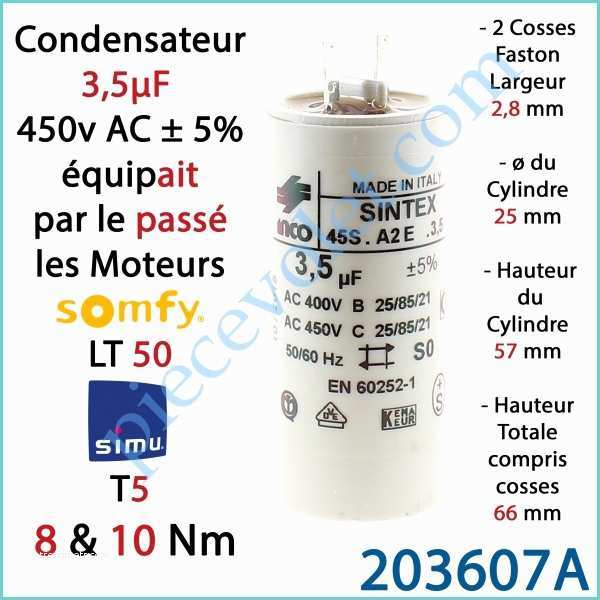 Condensateur Pour Volet Roulant somfy Inco A Condensateur D origine Pour Moteur Tubulaire