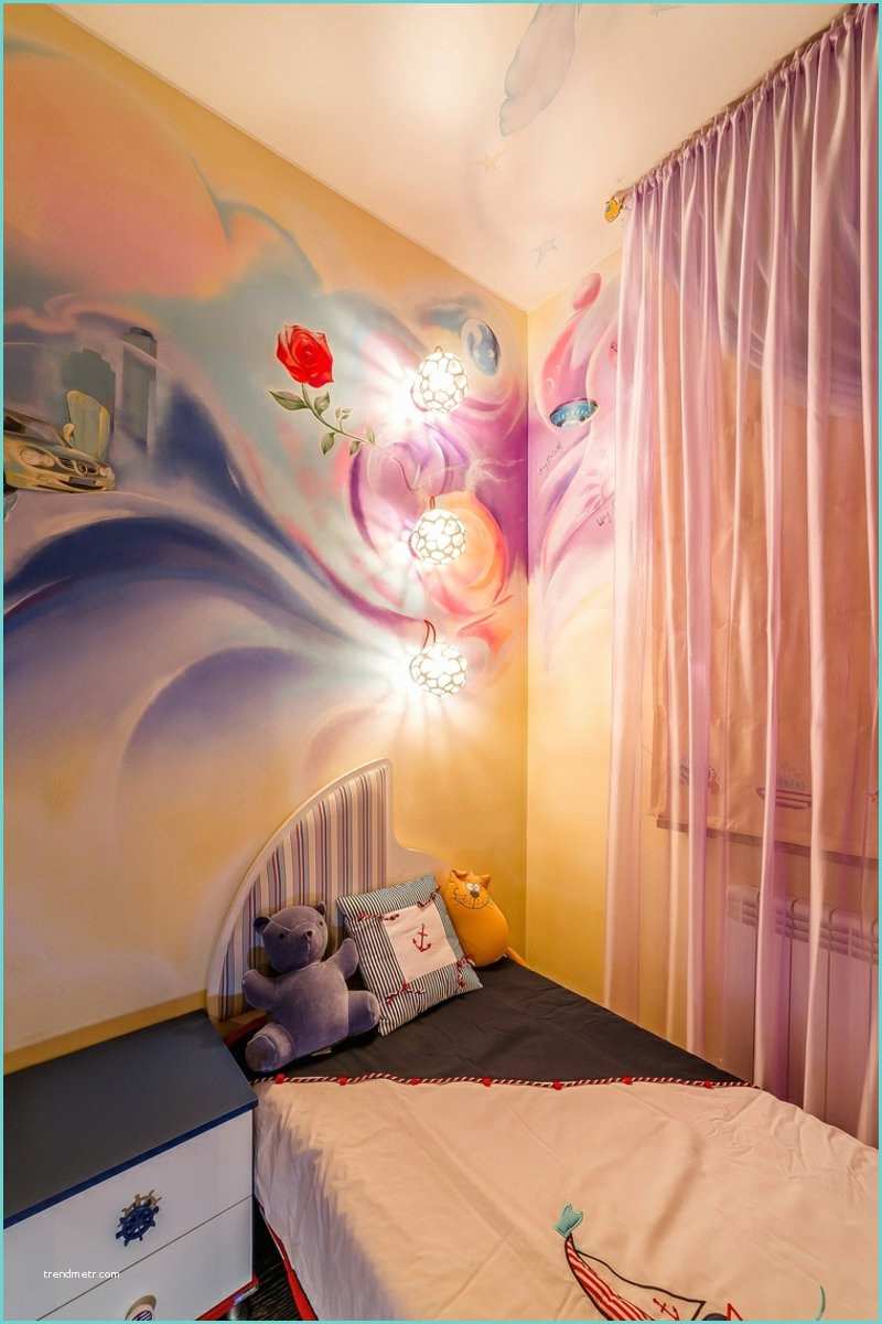 Couleur Mur Chambre Fille Fresque Murale Dans La Chambre D’enfant – 35 Dessins Joviaux