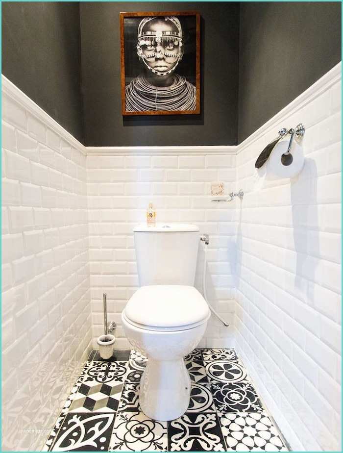 Cuvettes Wc originales Idee Deco toilette Noir Et Blanc