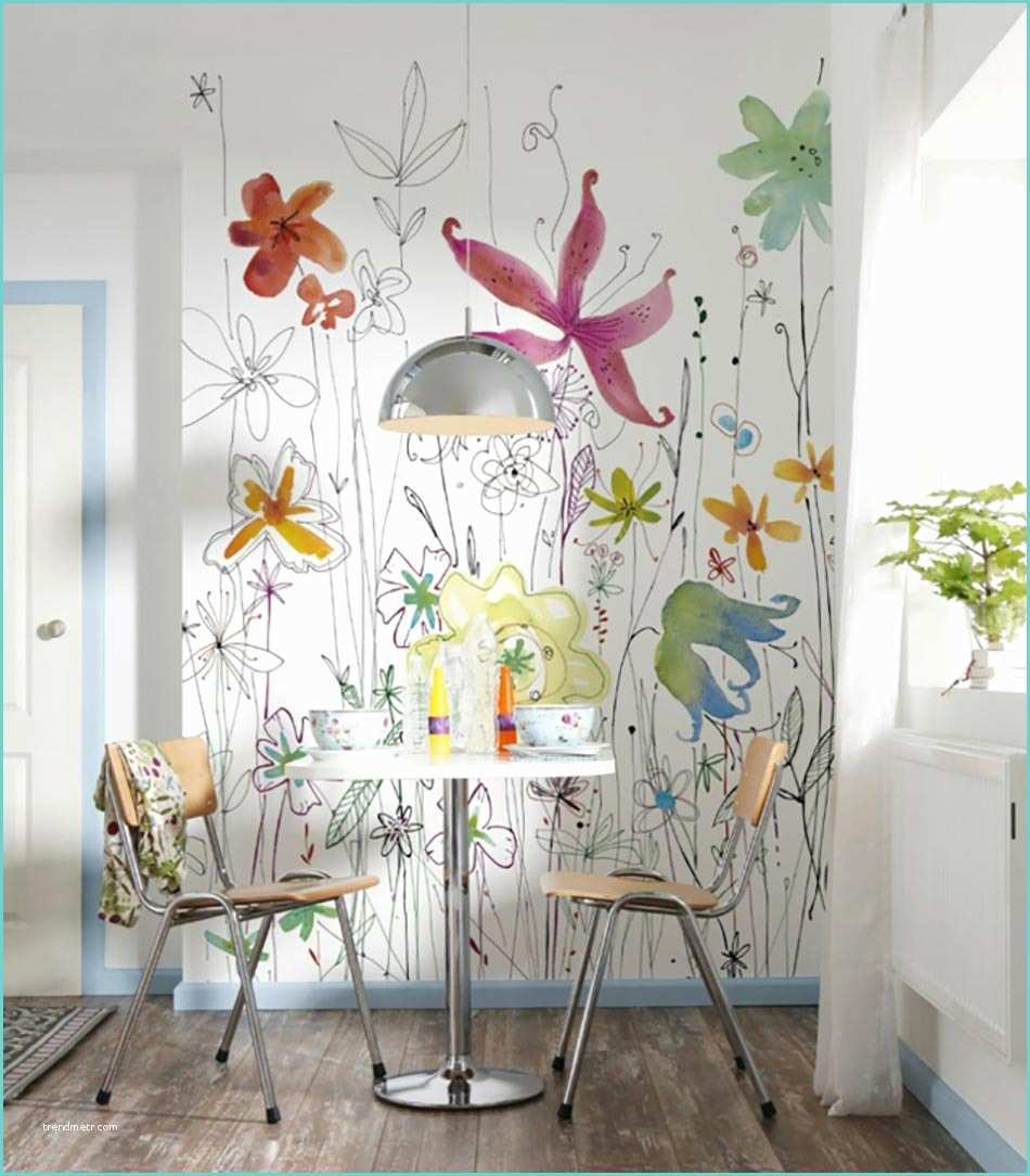 Dcoration Murale Avec Papier Peint Cuisine à La Décoration Printanière Inspirée Par Les
