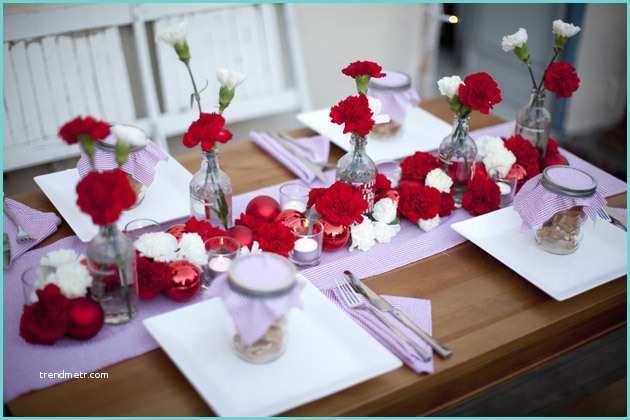 Dcoration Table Rouge Et Blanc Mariages Rétro Table De Fête En Rouge Et Blanc