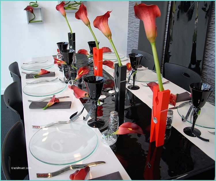 Dcoration Table Rouge Et Blanc Table Mariage Noir Et Blanc