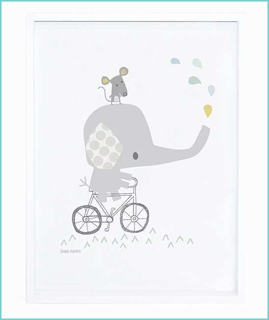 Deco Chambre Bebe Elephant Affiche Bébé éléphant Sur son Vélo
