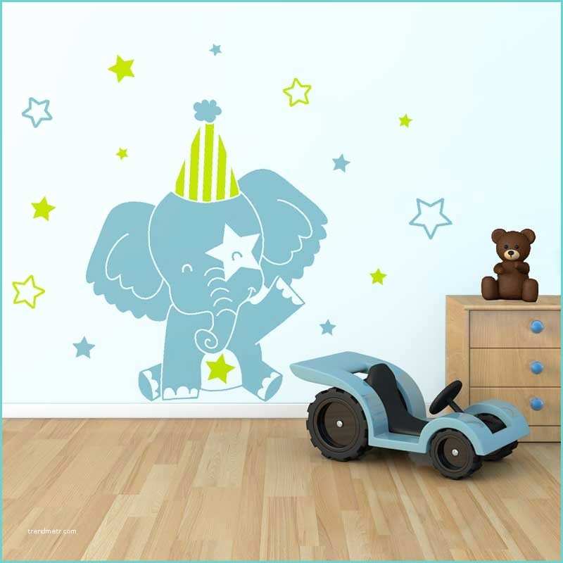Deco Chambre Bebe Elephant Sticker Mural "eléphant" Motif Bébé Fille Pour Chambre