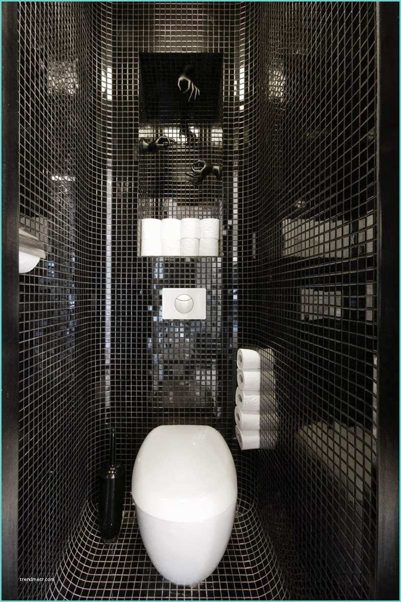 Deco toilette Noir Et Blanc Douche Mosaique Noire