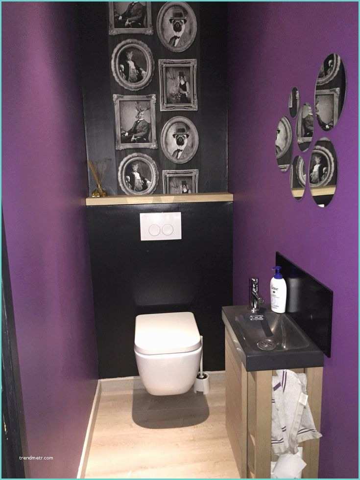 Deco toilette Noir Et Blanc Wc Made In Moi Wc Suspendu Peinture Prune Leroy Merlin